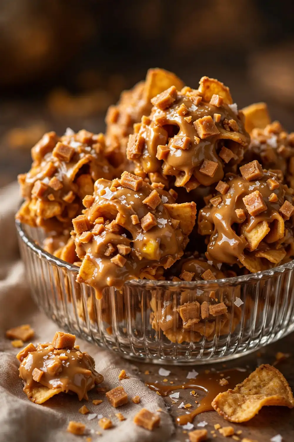 Toffee bits studded peanut butter chip clusters