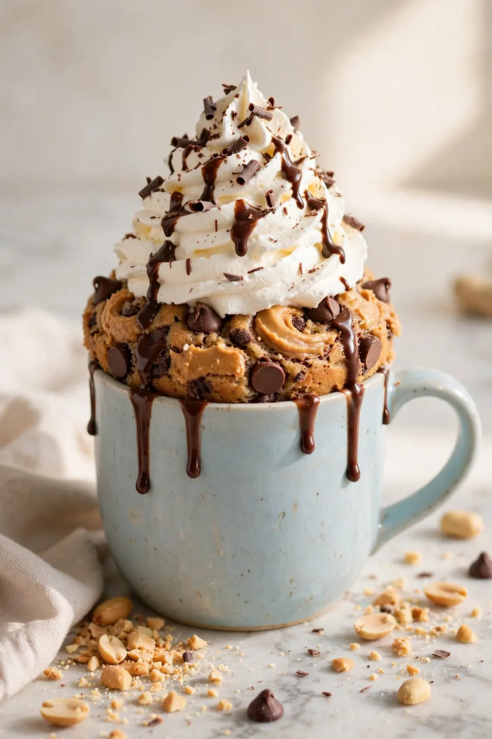 Peanut butter chocolate chip mug cake