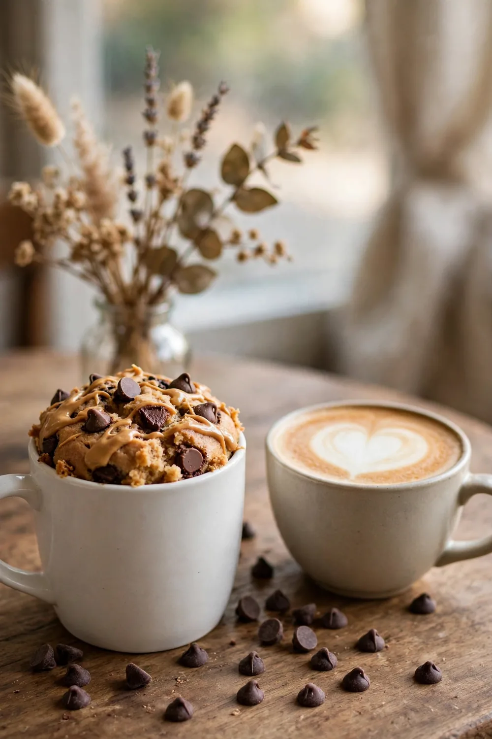 Peanut butter chocolate chip mug cake