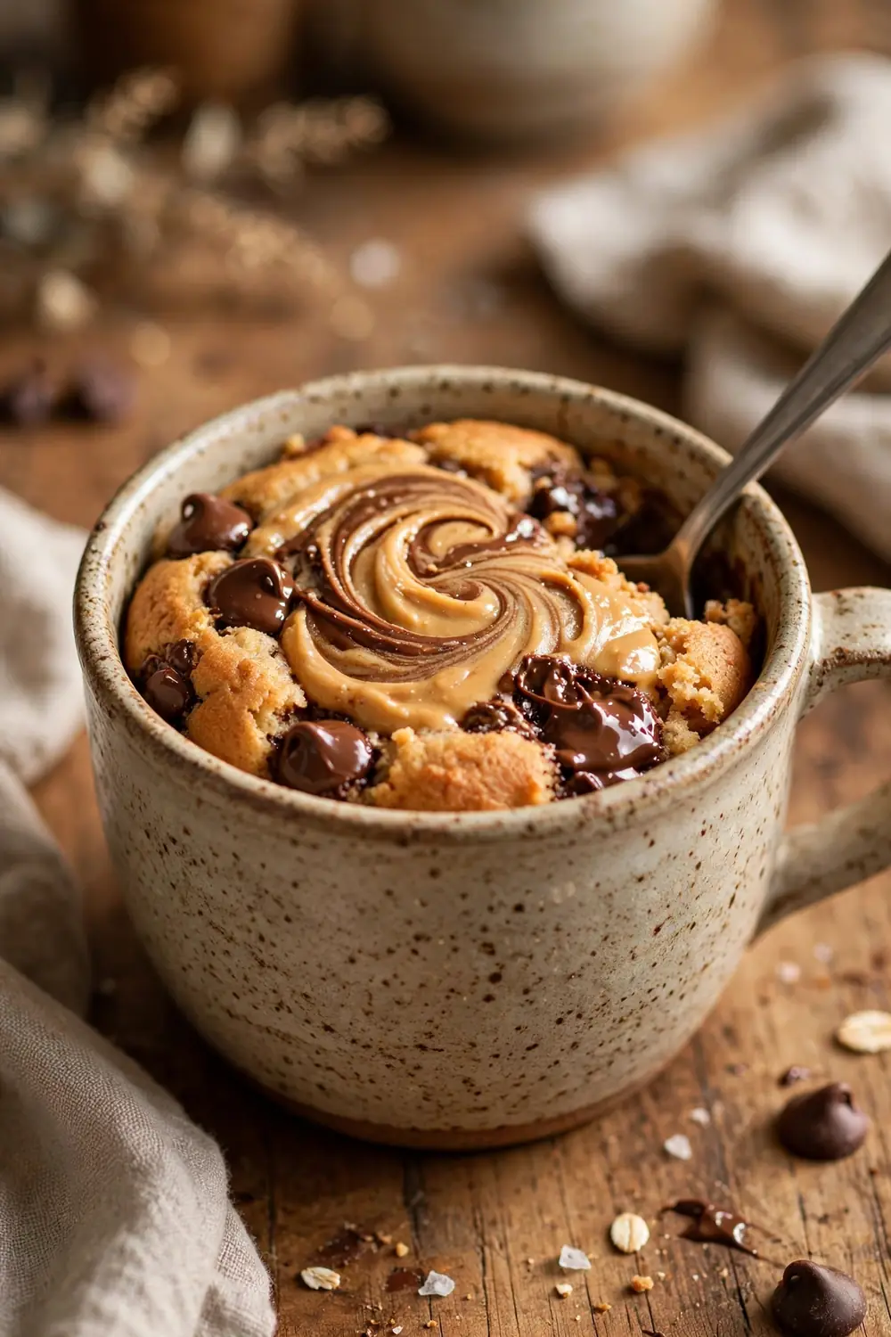 Peanut butter chocolate chip mug cake