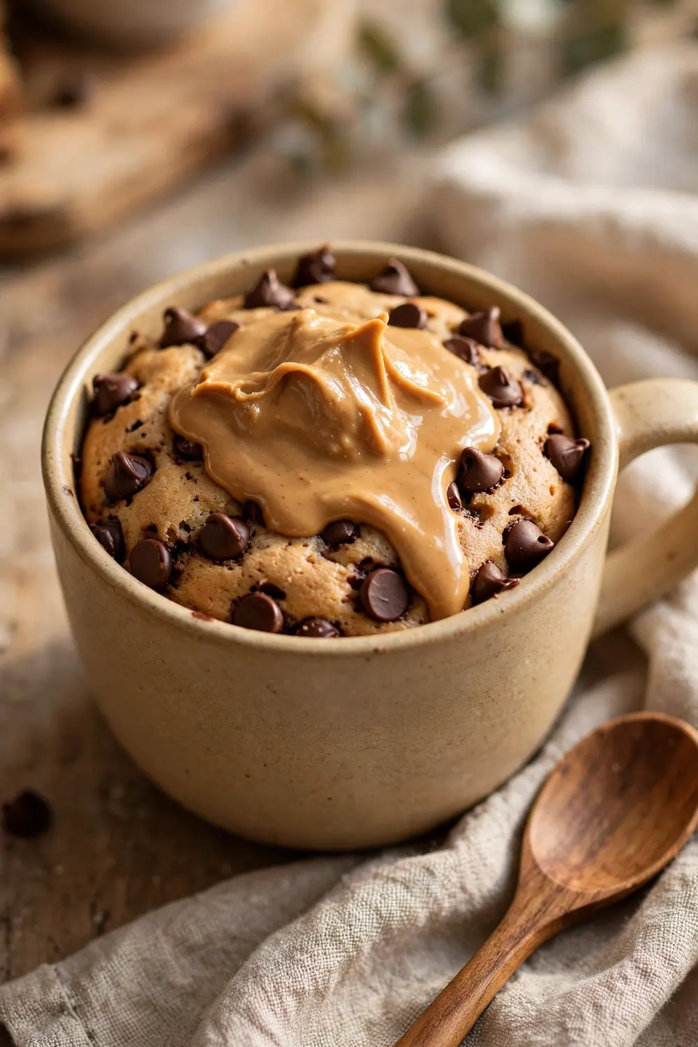 Peanut butter chocolate chip mug cake