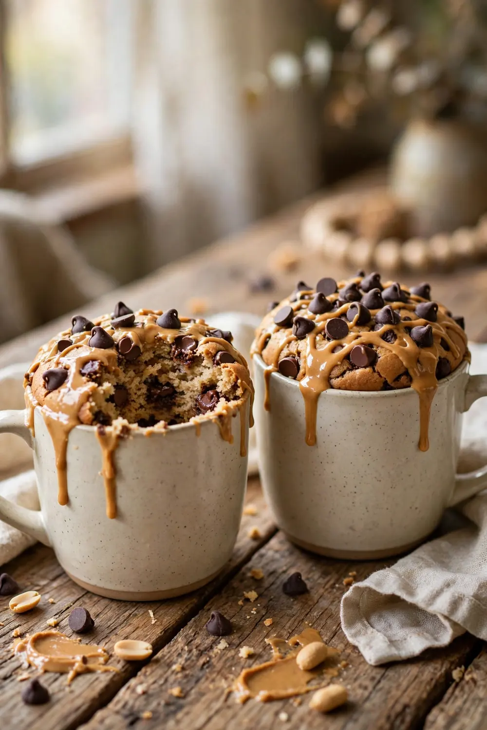 Peanut butter chocolate chip mug cake