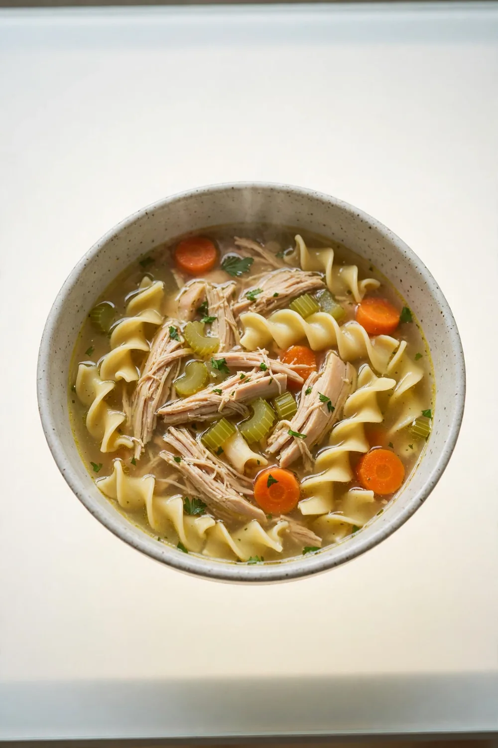 Chicken soup made with leftover roast chicken and vegetables