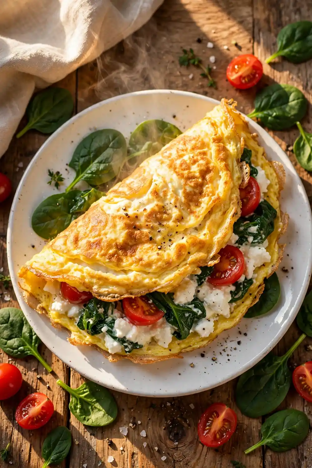 protein breakfasts: Fluffy Cottage Omelet
