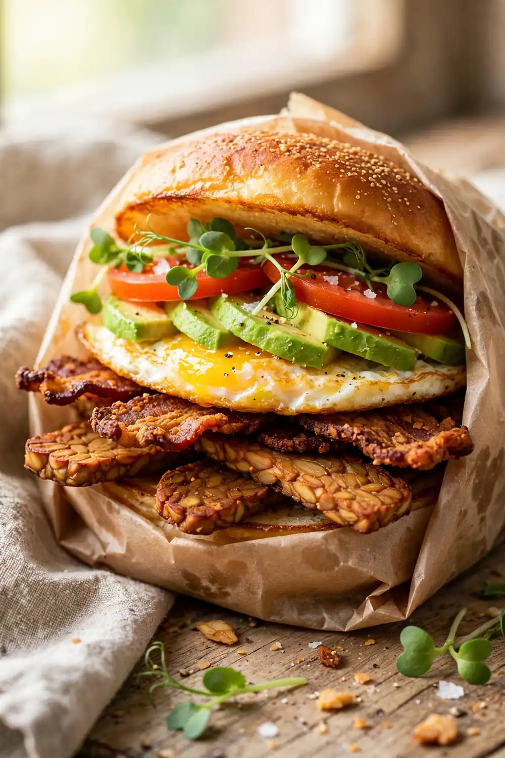 protein breakfasts: Tempeh Bacon Sandwich