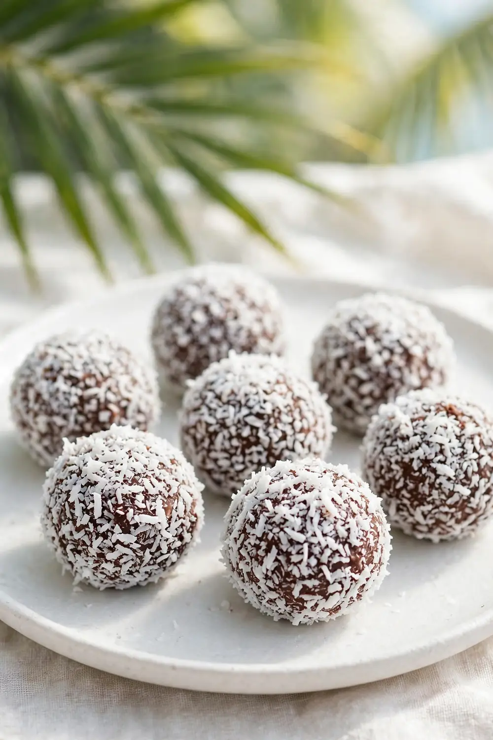 Chocolate bites coated in shredded coconut
