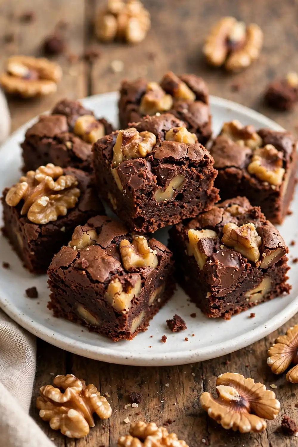 Mini chocolate bites with toasted walnuts