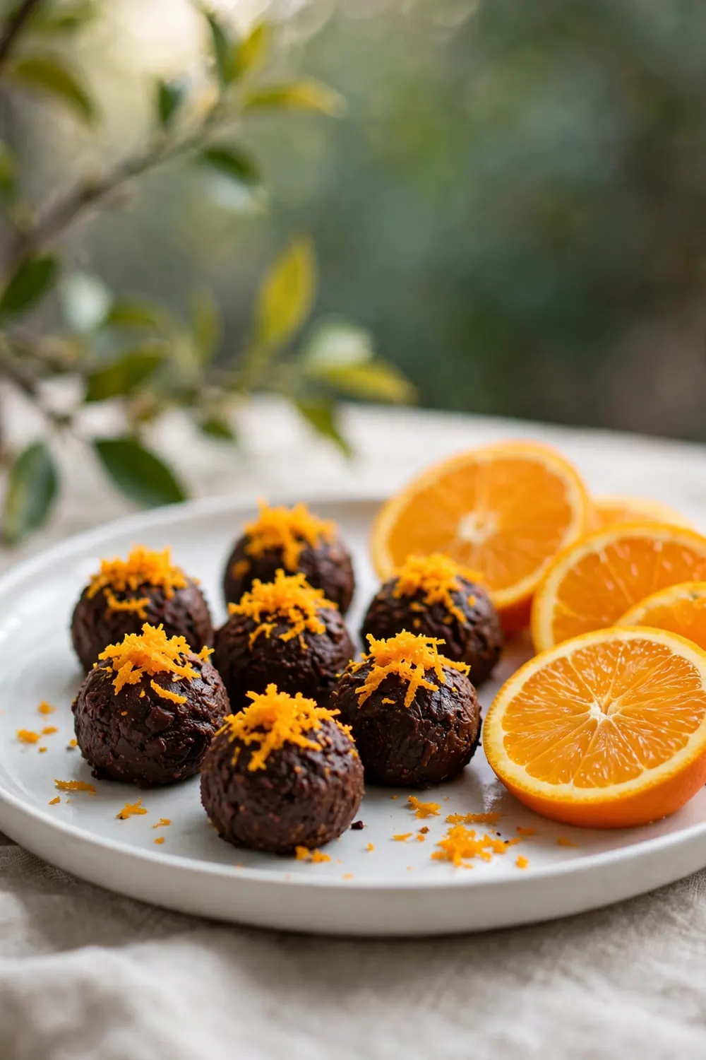 Dark chocolate rounds with orange zest