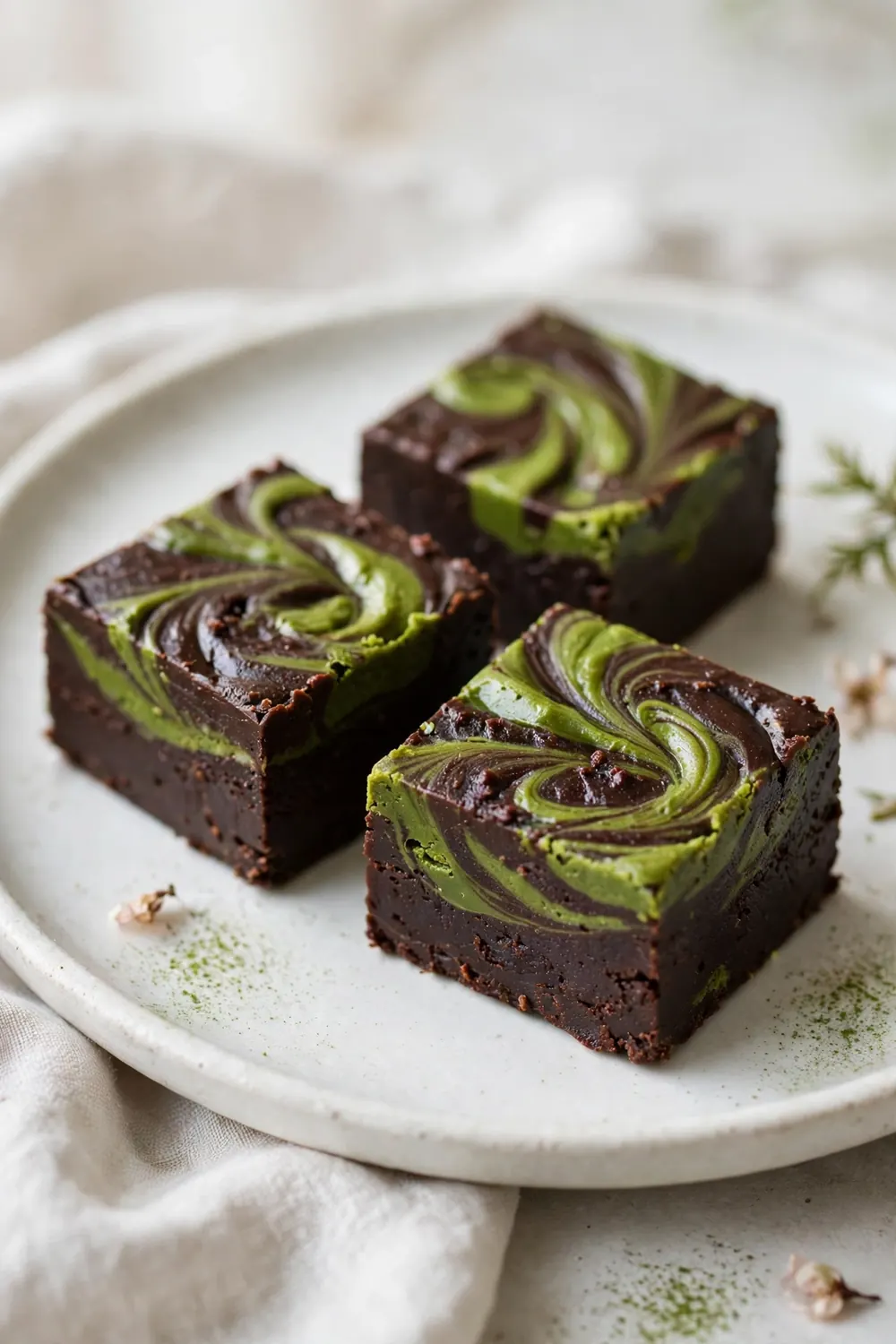 Chocolate fudge with green matcha swirl