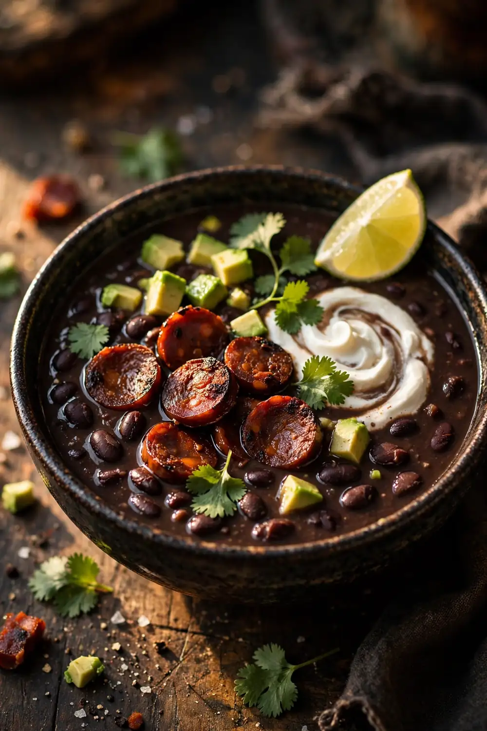 protein soups with black beans and smoky chorizo