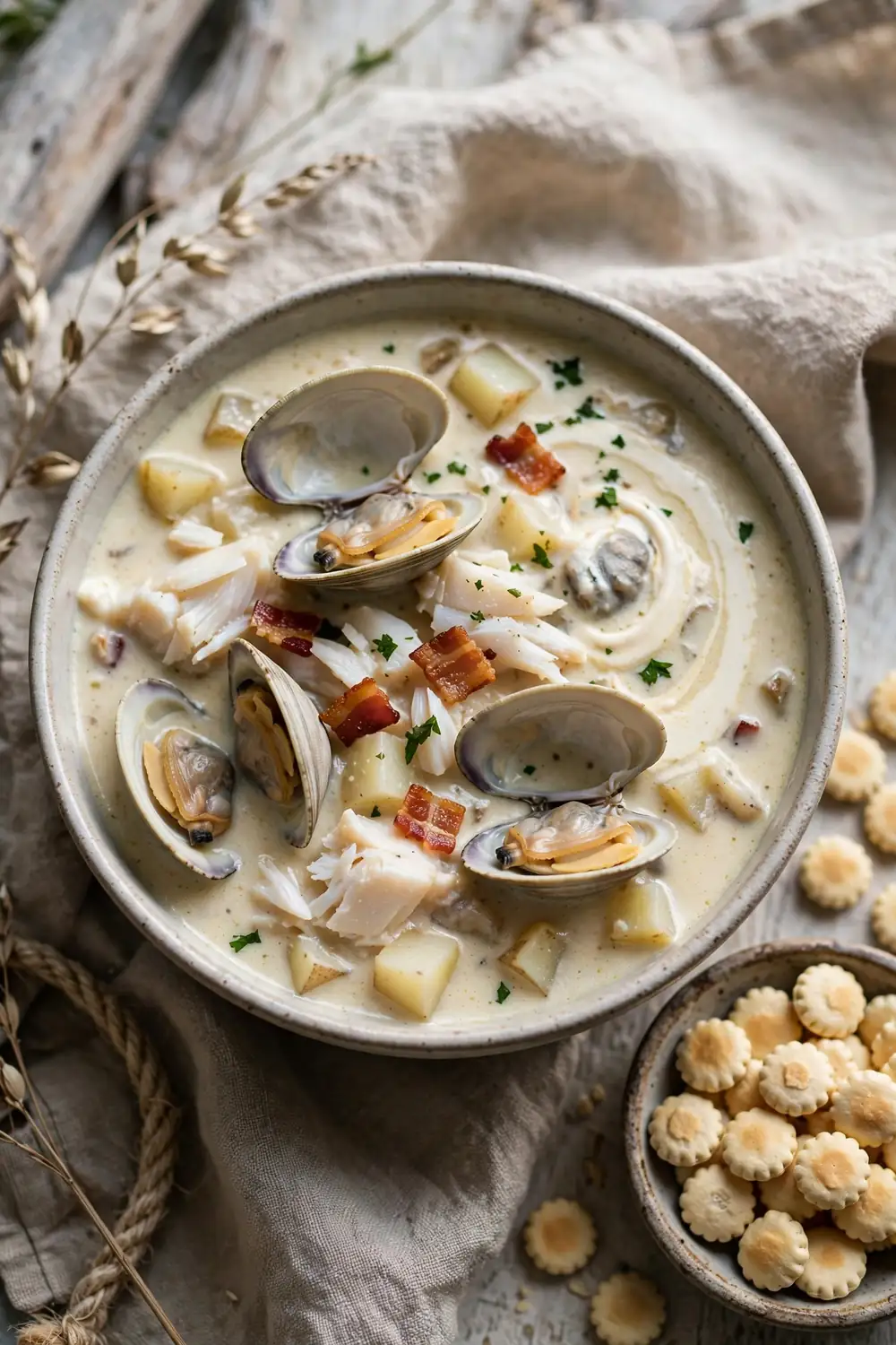 protein soups with clam and cod chowder
