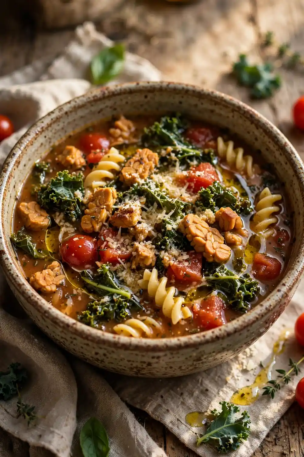 protein soups with tempeh kale minestrone