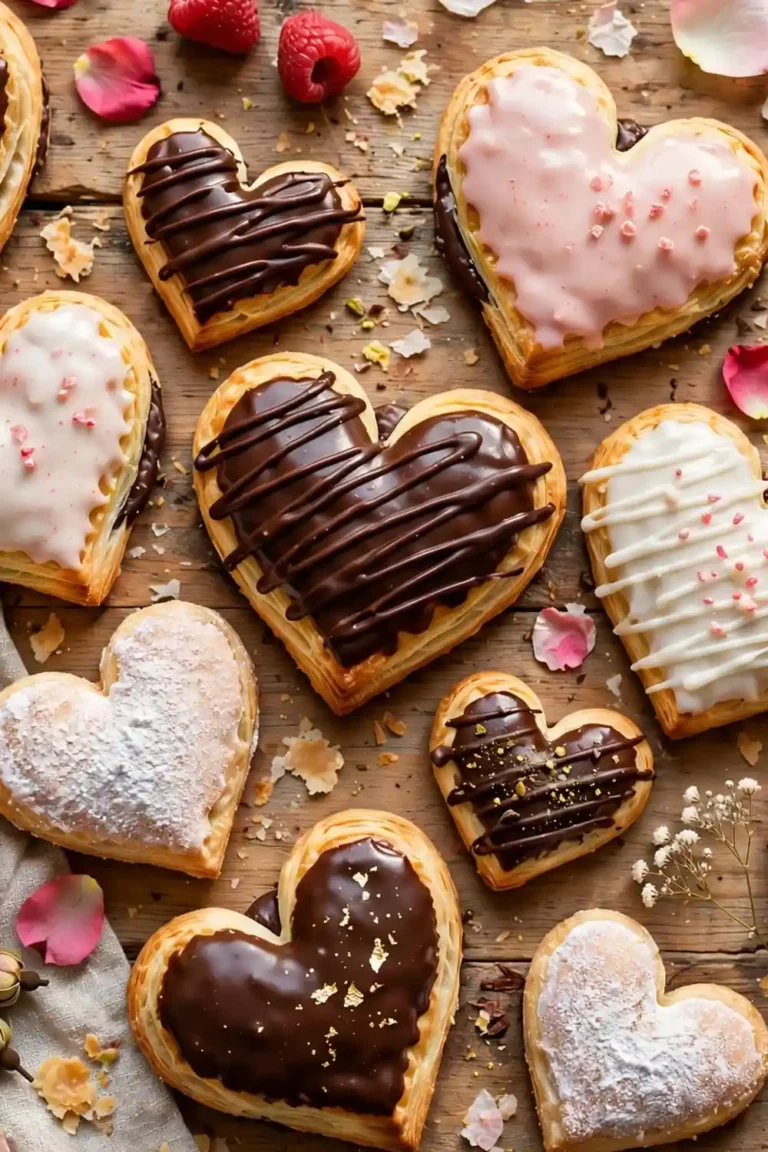 24 Chocolate Puff Pastry Hearts for Romantic Dessert Bliss