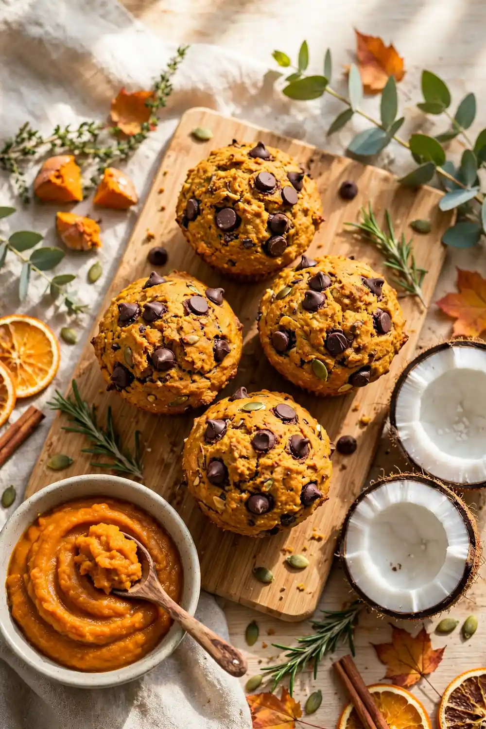 Pumpkin chocolate chip muffins