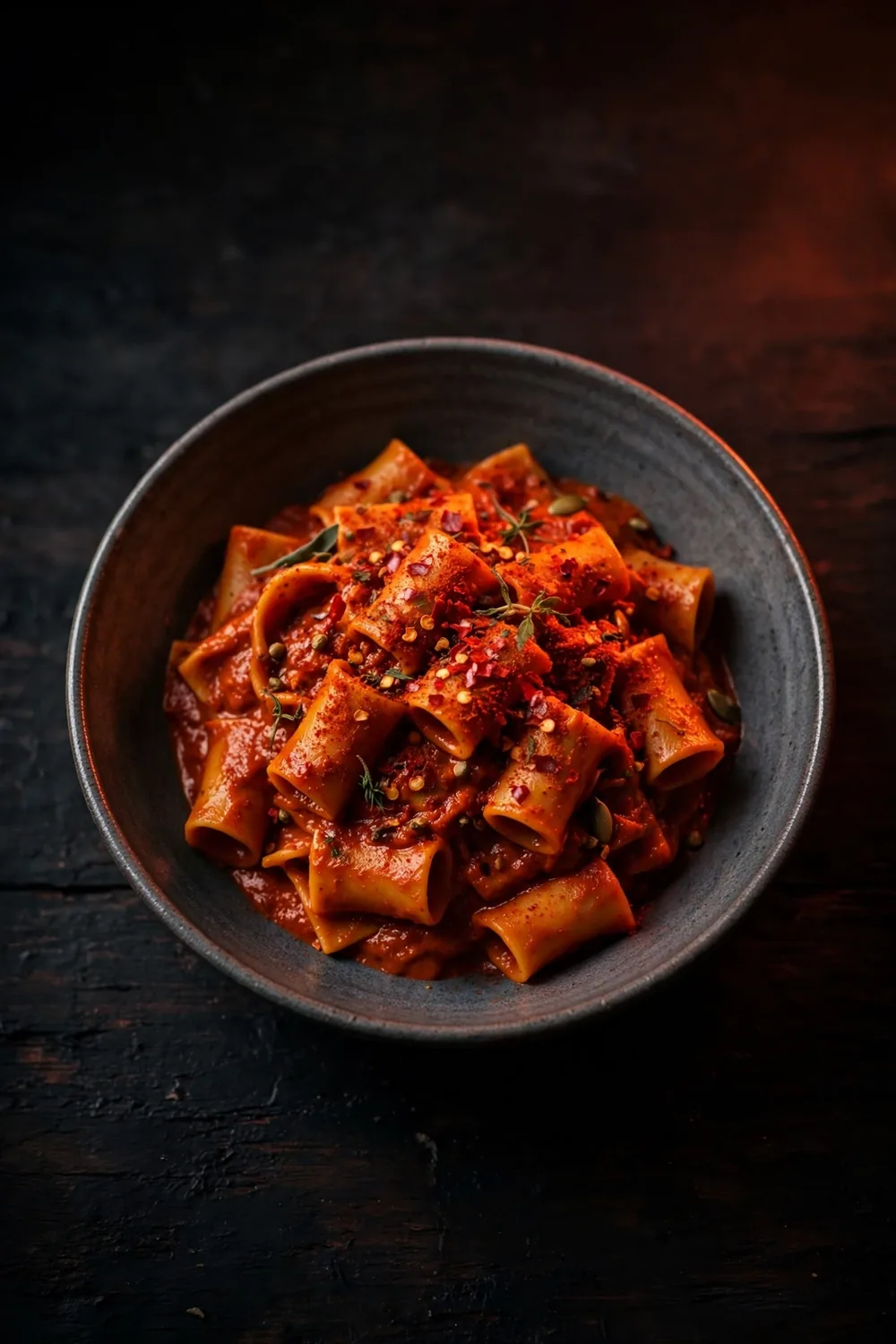 Smoky paprika pumpkin pasta with red pepper flakes