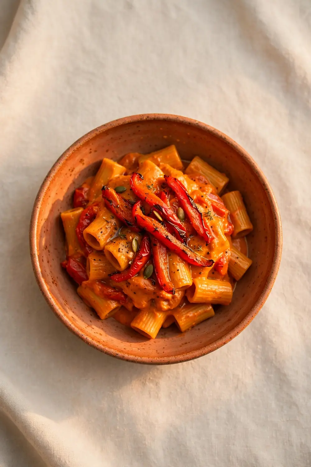 Roasted pepper pumpkin pasta with golden glow