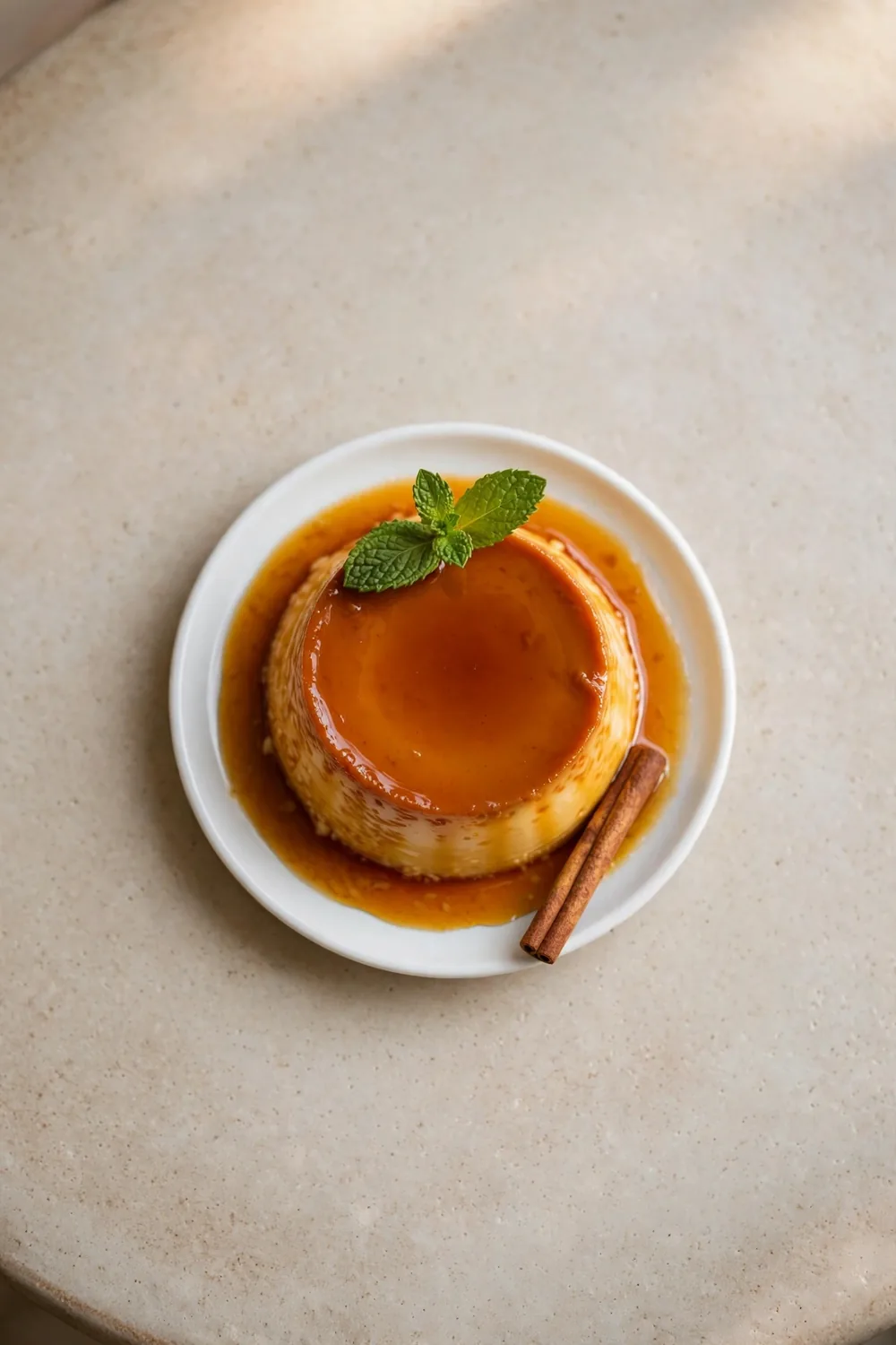 Creamy pumpkin flan with caramel sauce