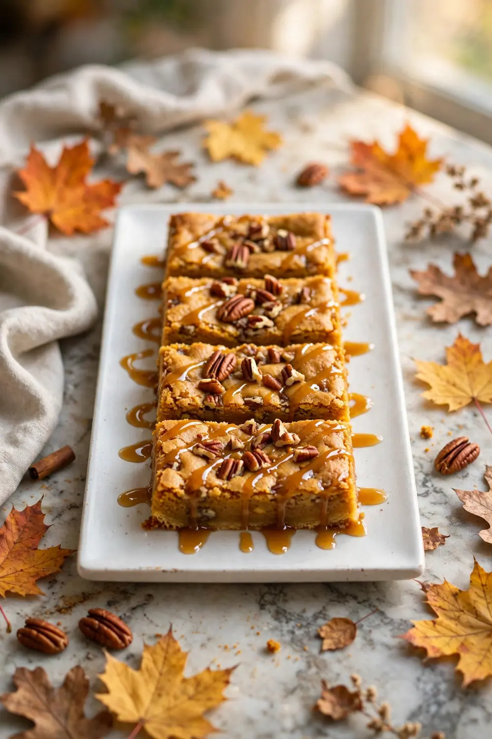 Maple pumpkin blondies with pecans