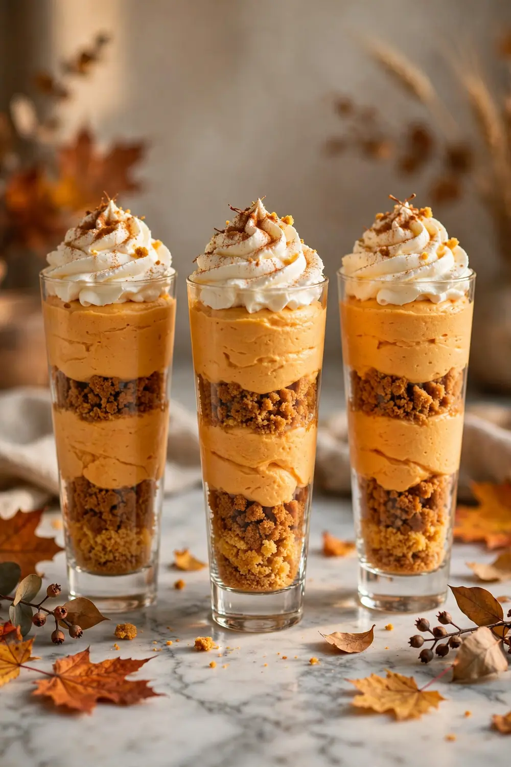 Pumpkin mousse parfaits in glasses