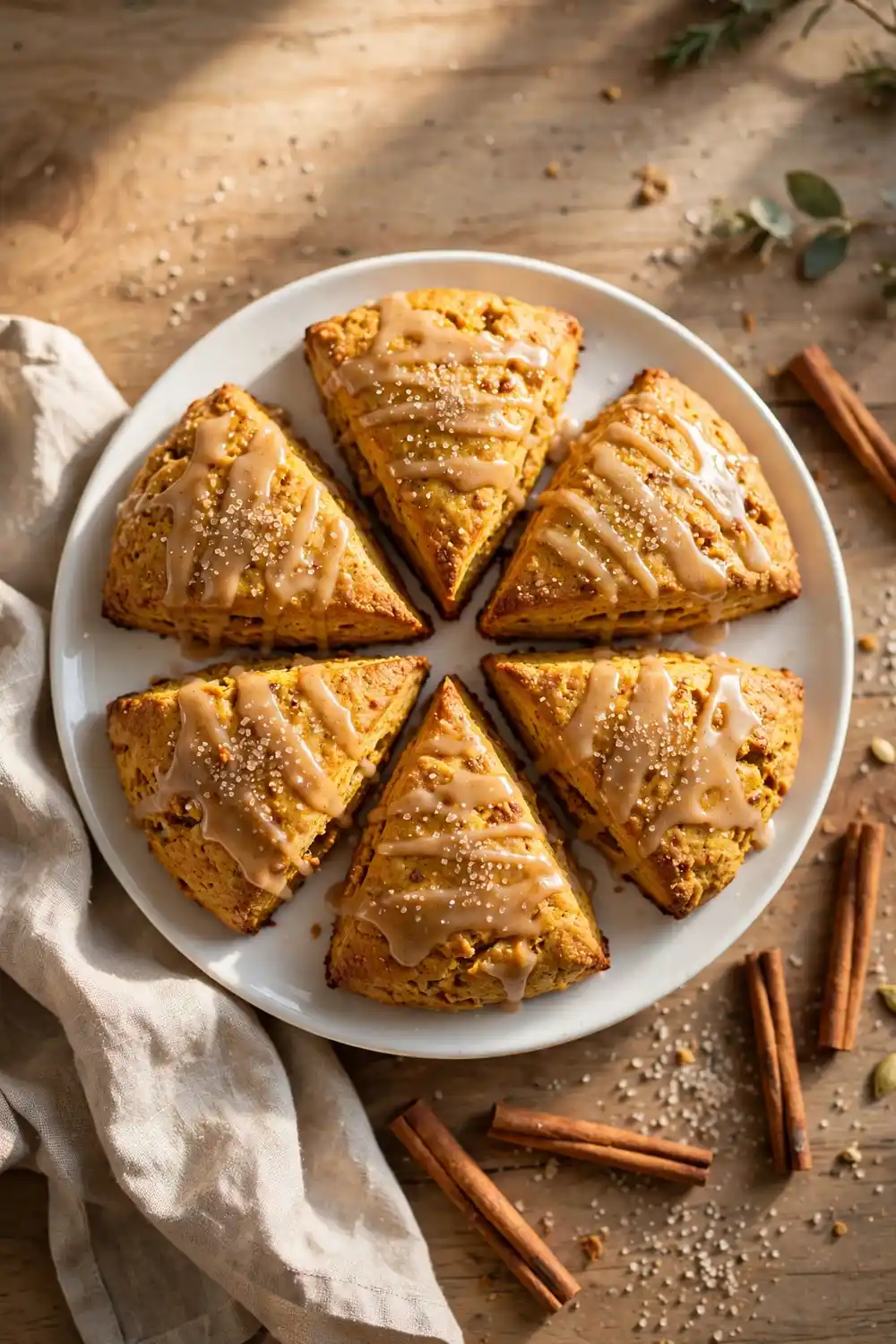 Spiced pumpkin scones with maple glaze