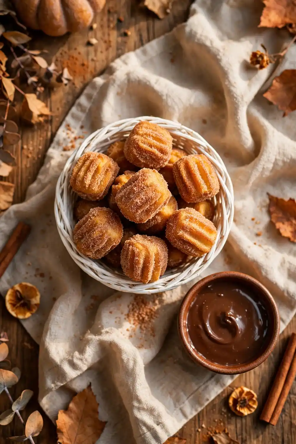 Pumpkin churro bites with cinnamon sugar