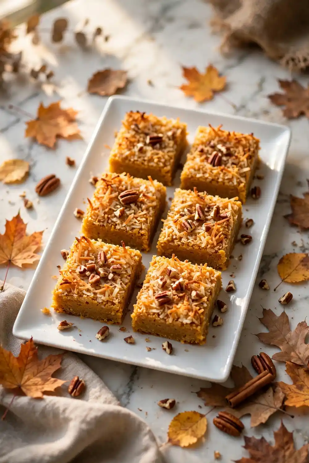 Pumpkin coconut bars with toasted coconut