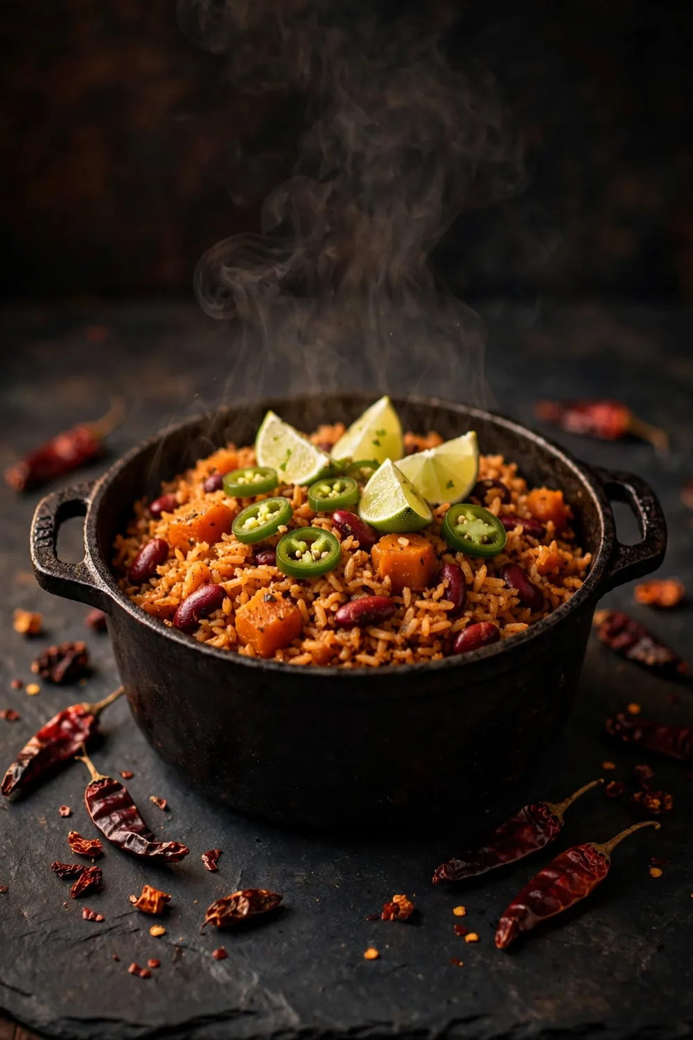 Smoky chipotle pot of pumpkin rice with kidney beans