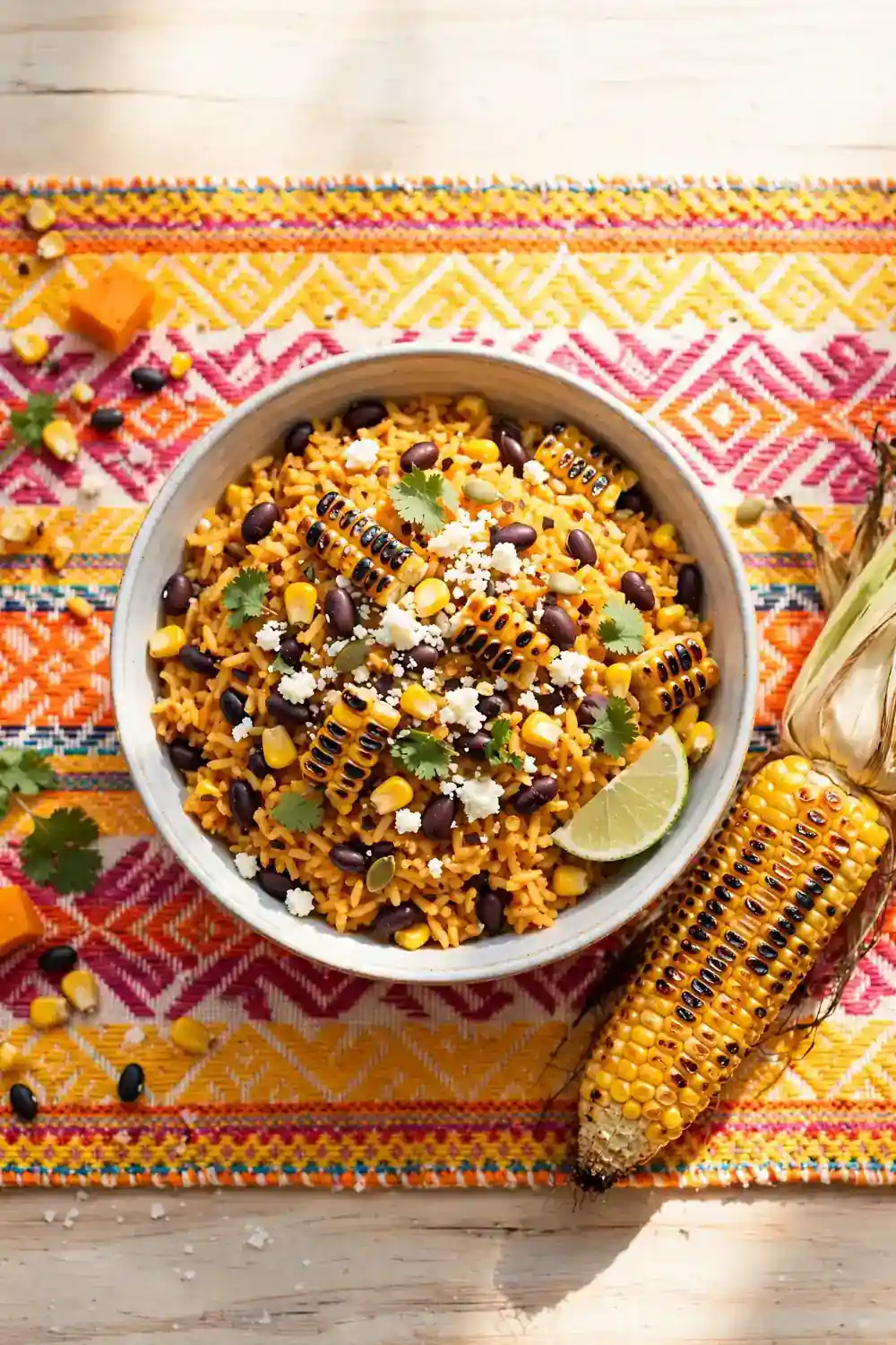 Pumpkin rice with black beans and sweet corn
