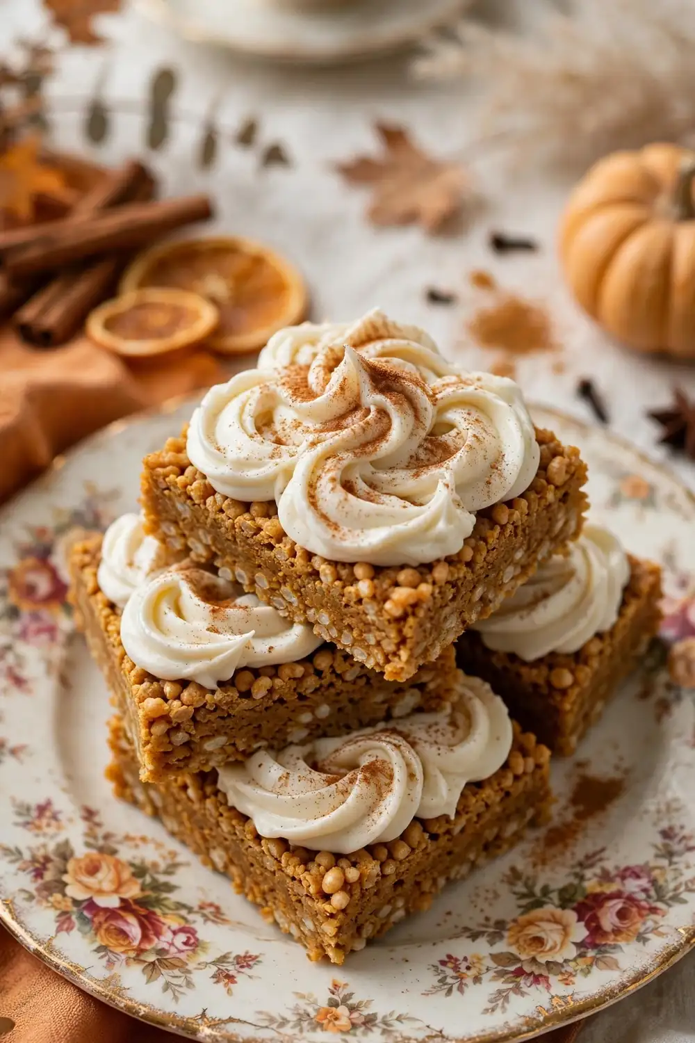pumpkin spice rice krispie treats 12
