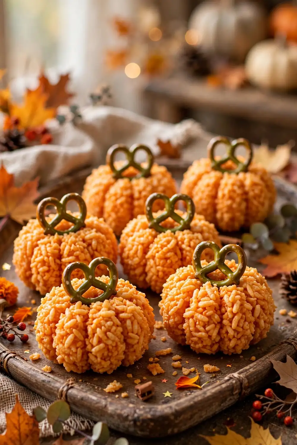 pumpkin spice rice krispie treats 16