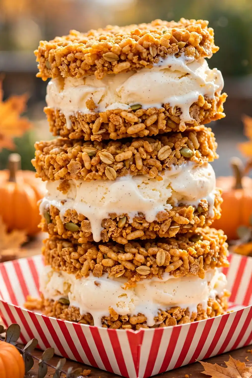 pumpkin spice rice krispie treats 24