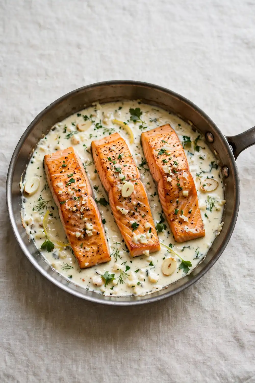 Creamy garlic salmon, one of 20 satisfying low carb dinners