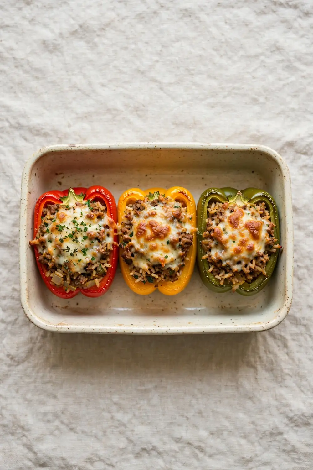 Stuffed bell pepper bake, one of 20 satisfying low carb dinners