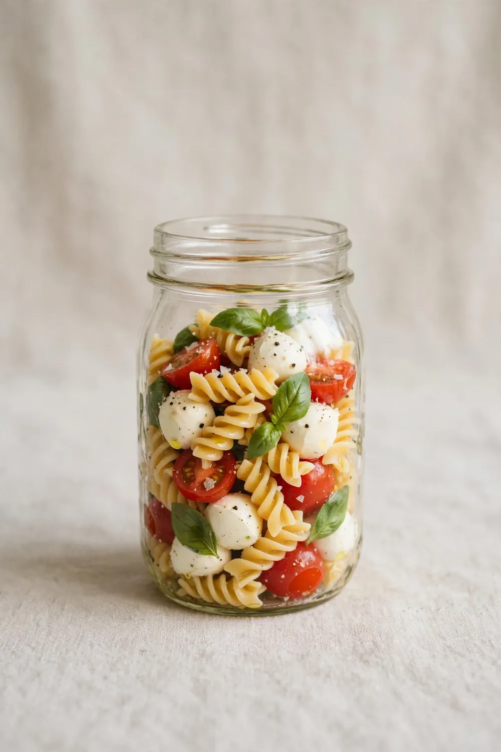 Caprese Pasta Jars - healthy meal prep lunches