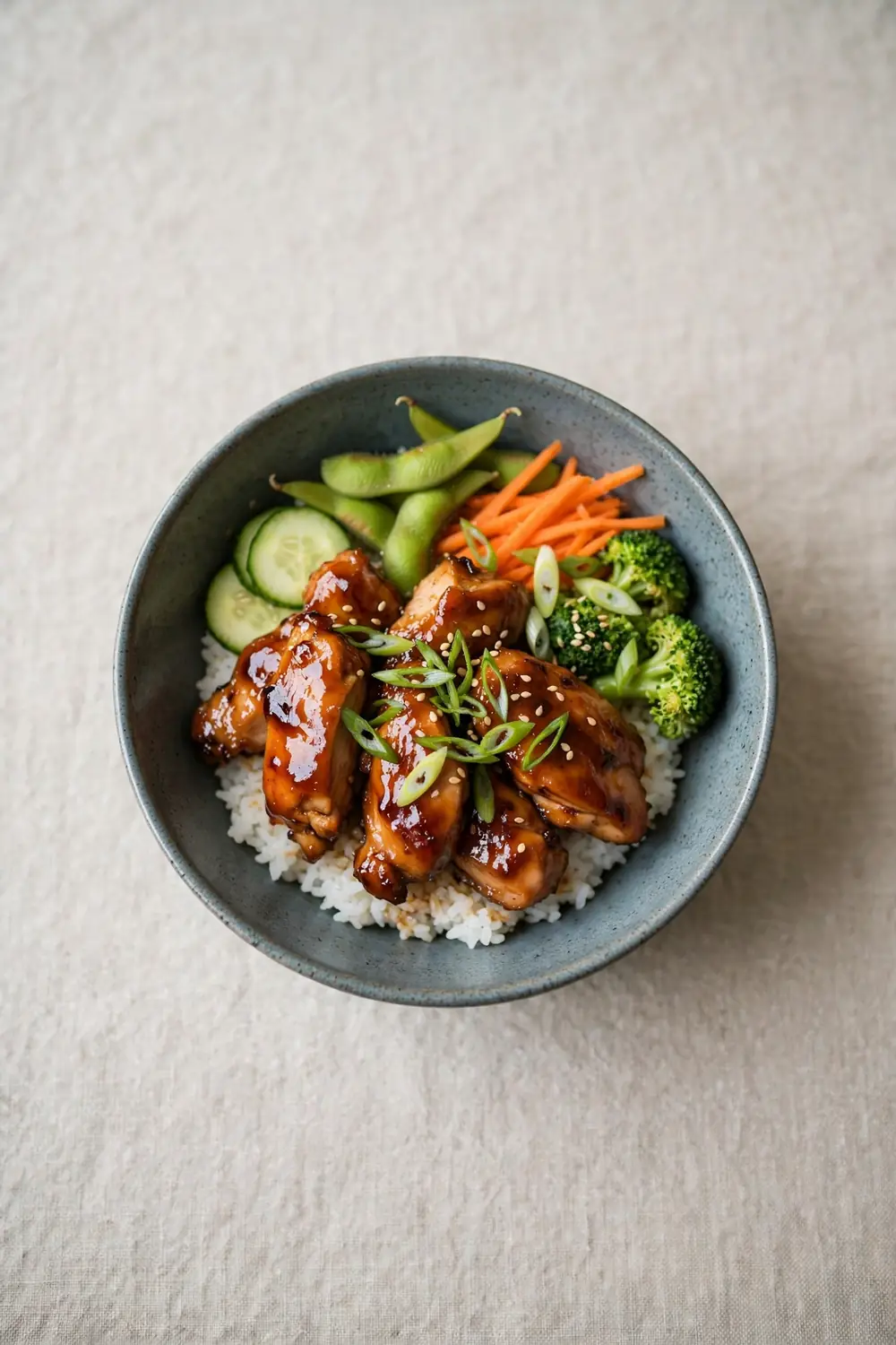 Teriyaki chicken rice bowls, a takeout style chicken dinners idea