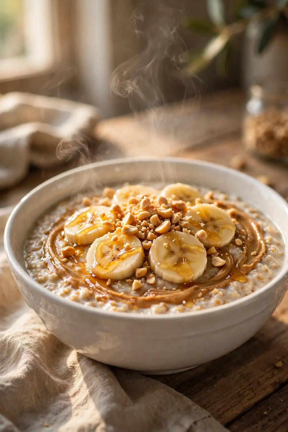 Peanut butter banana oatmeal bowl