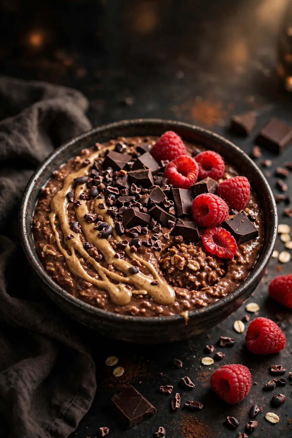 Chocolate protein oatmeal bowl