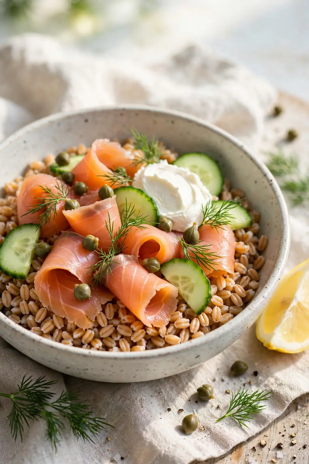 Smoked salmon grain bowl
