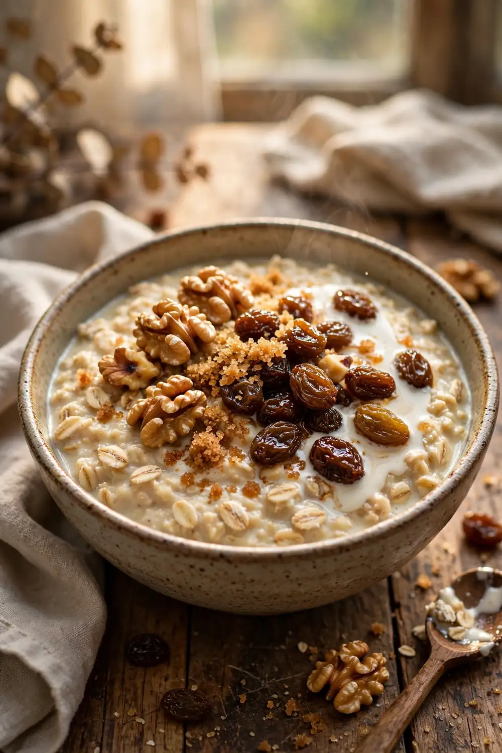 Steel cut oats with classic toppings