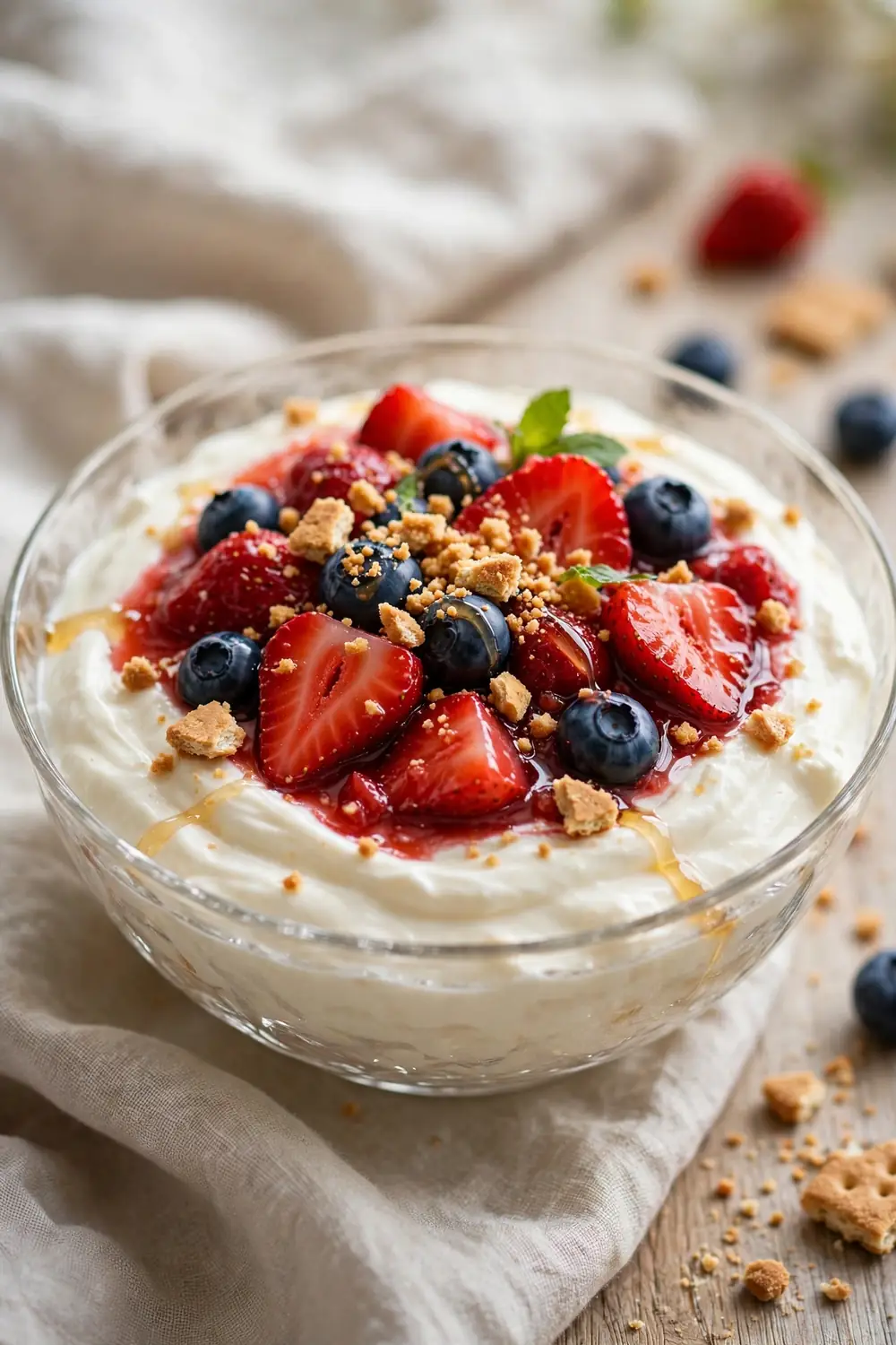 Berry cheesecake style cottage cheese bowl