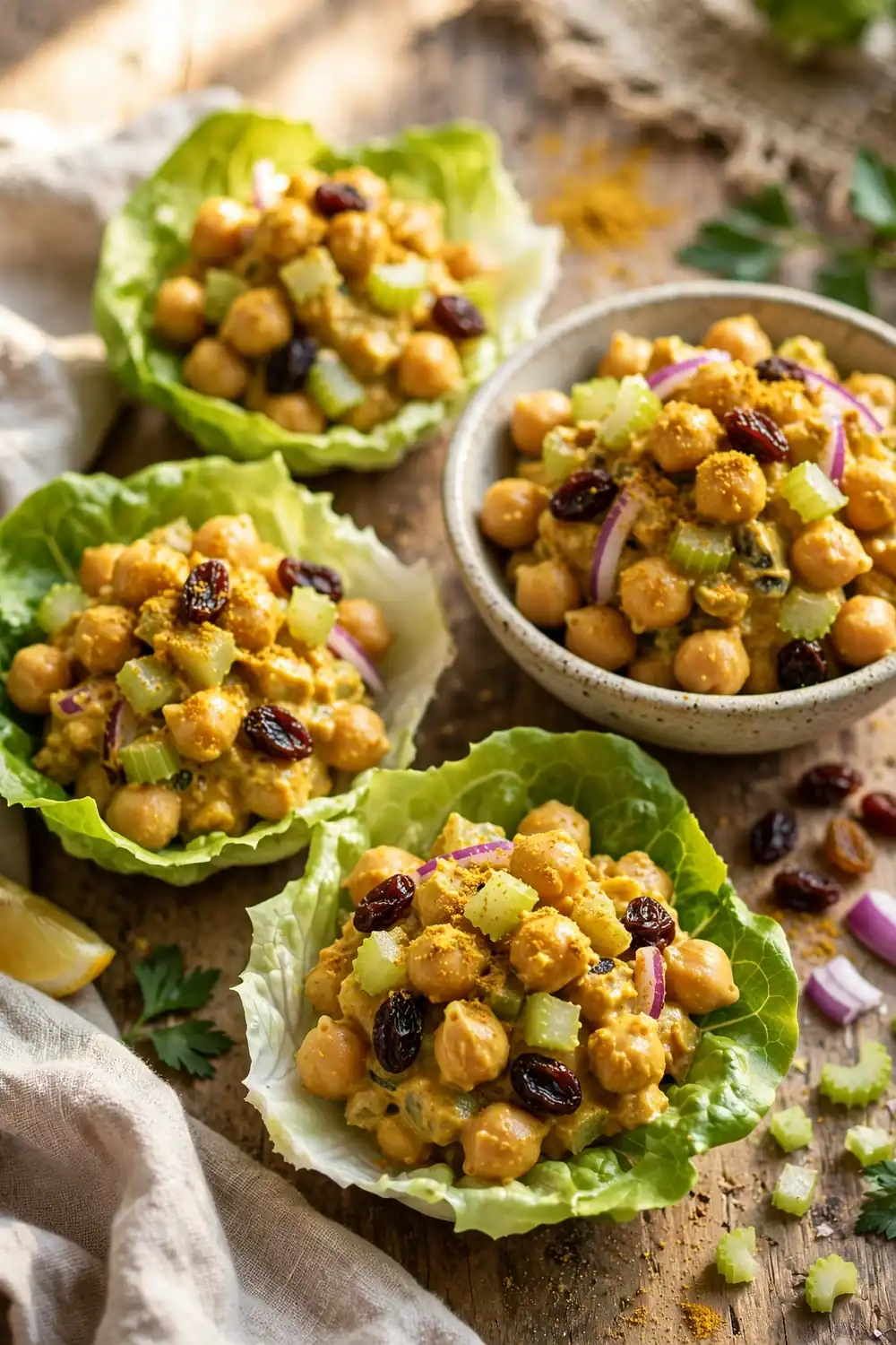 Curry Chickpea Salads - healthy meal prep lunches