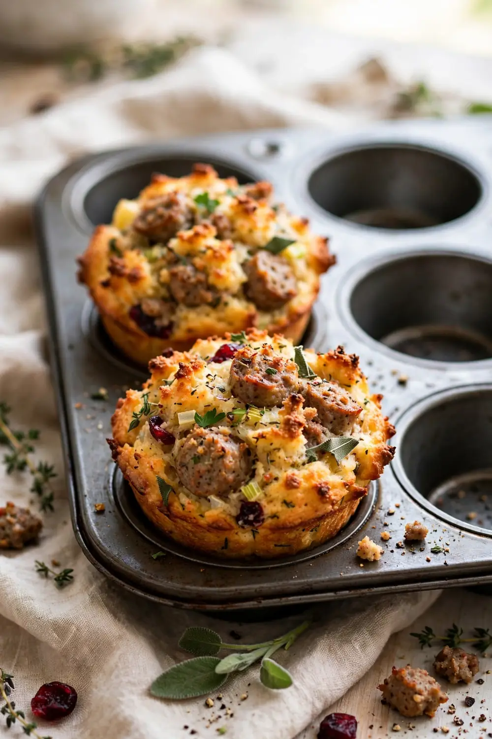 Sausage apple stuffing muffins 02