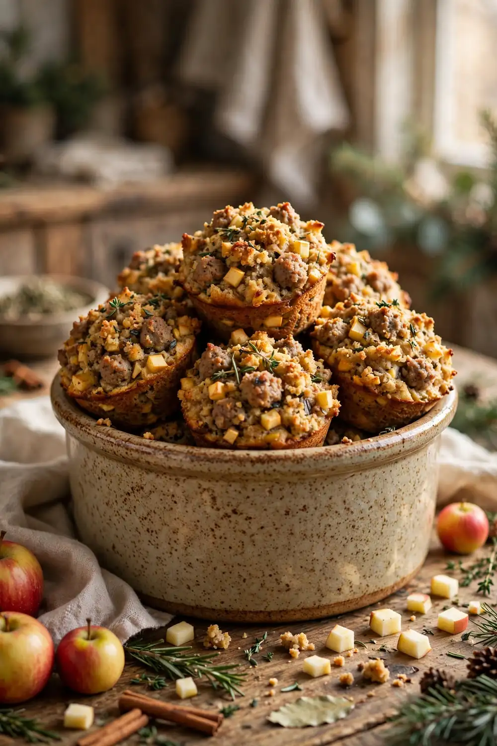 Sausage apple stuffing muffins 21