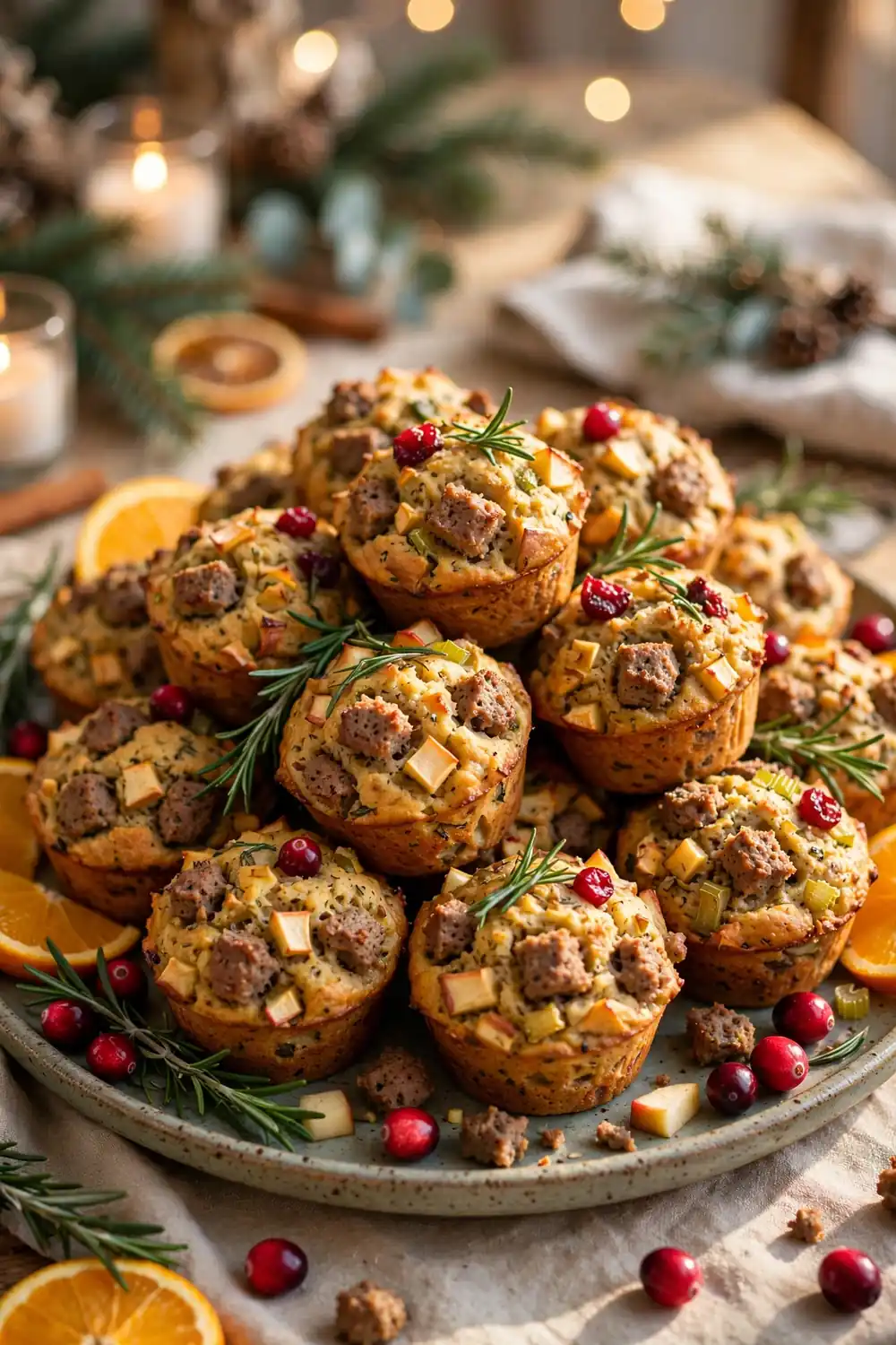 Sausage apple stuffing muffins 25