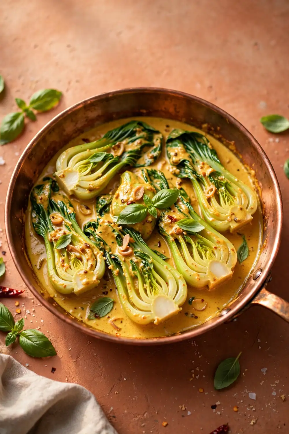 Bok choy in coconut curry sauce