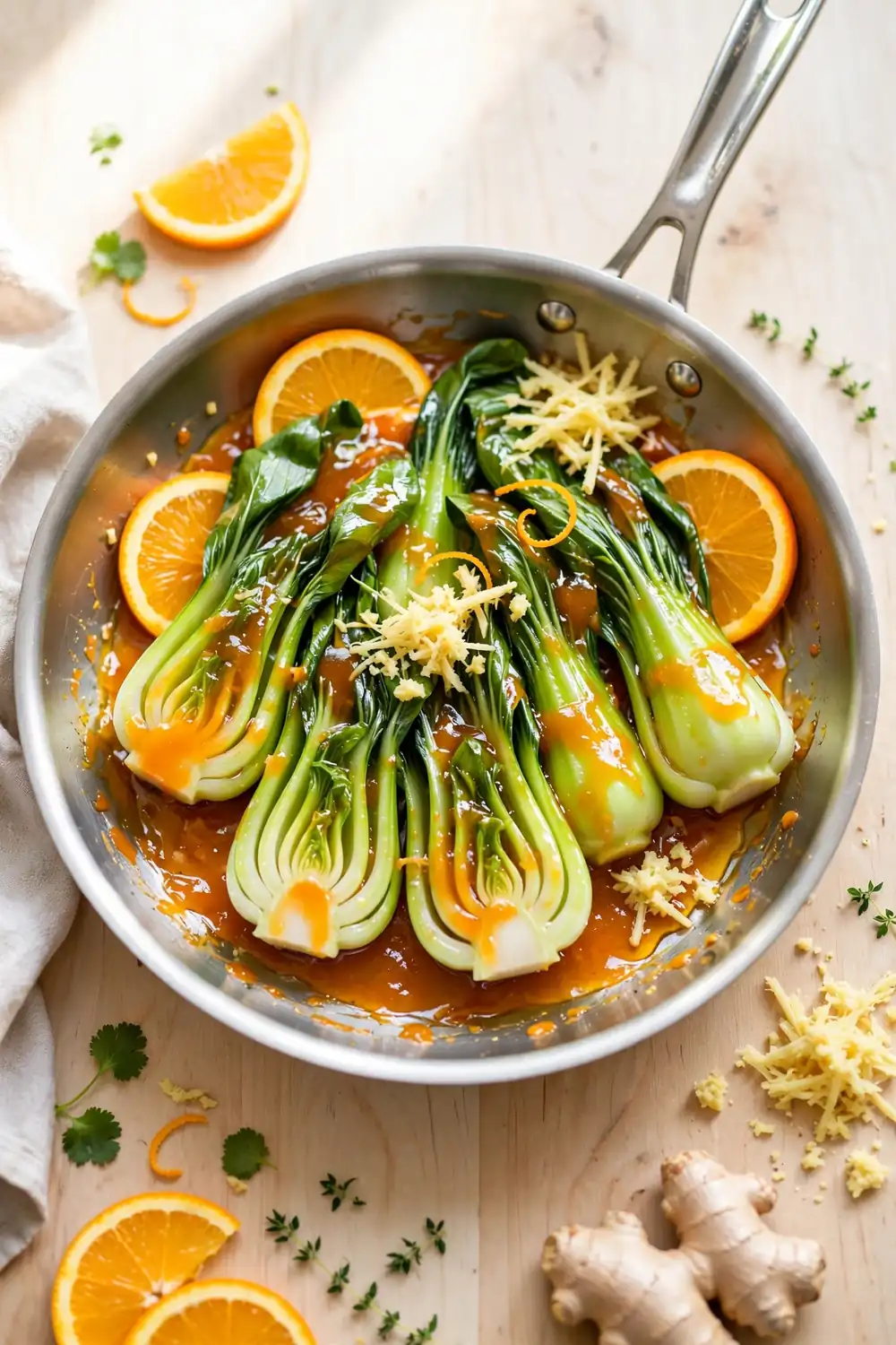 Bok choy with orange ginger glaze