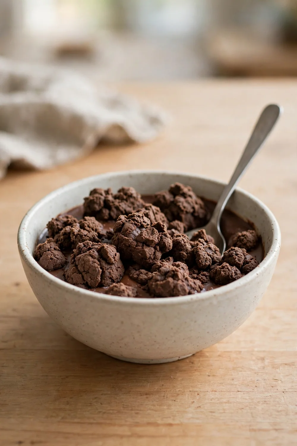 Bowl of seized chocolate gone thick and grainy