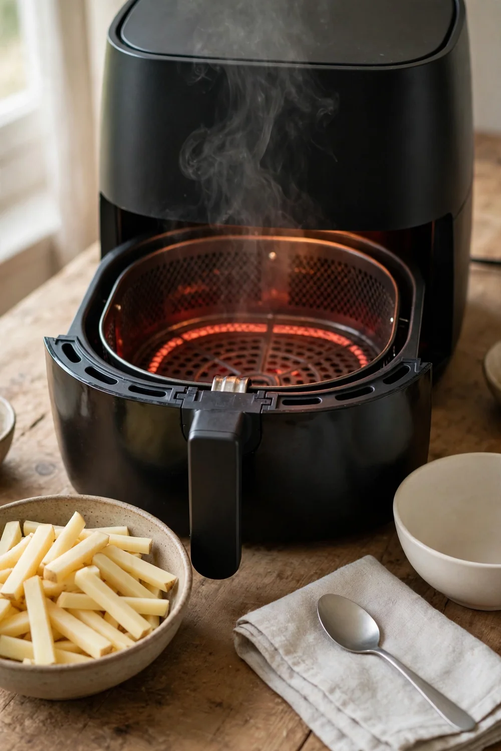 Empty air fryer basket heating up