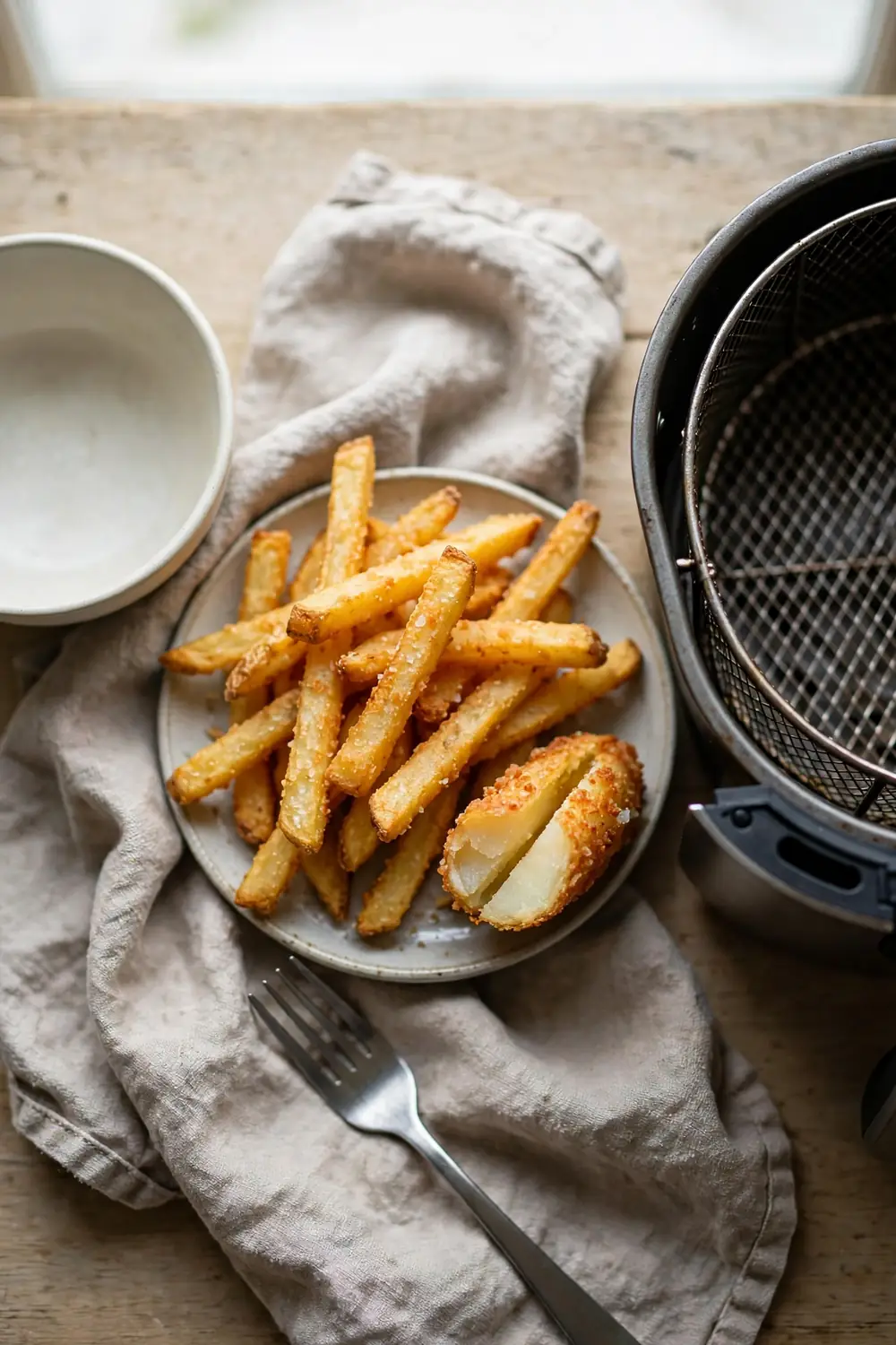 Single test batch of fries on a small plate