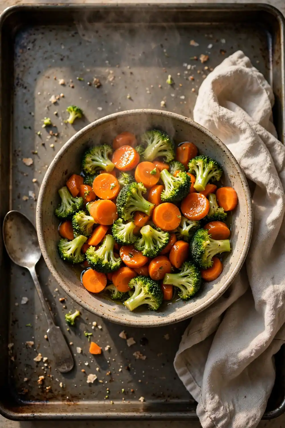Vegetables tossed with a light coat of oil